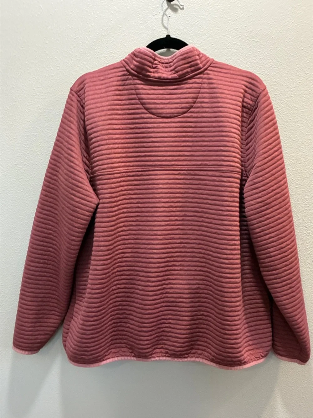 L.L. Bean Textured Pullover Snap Neck Fleece Rose Sweatshirt Women’s Size 2XL - Picture 4 of 5